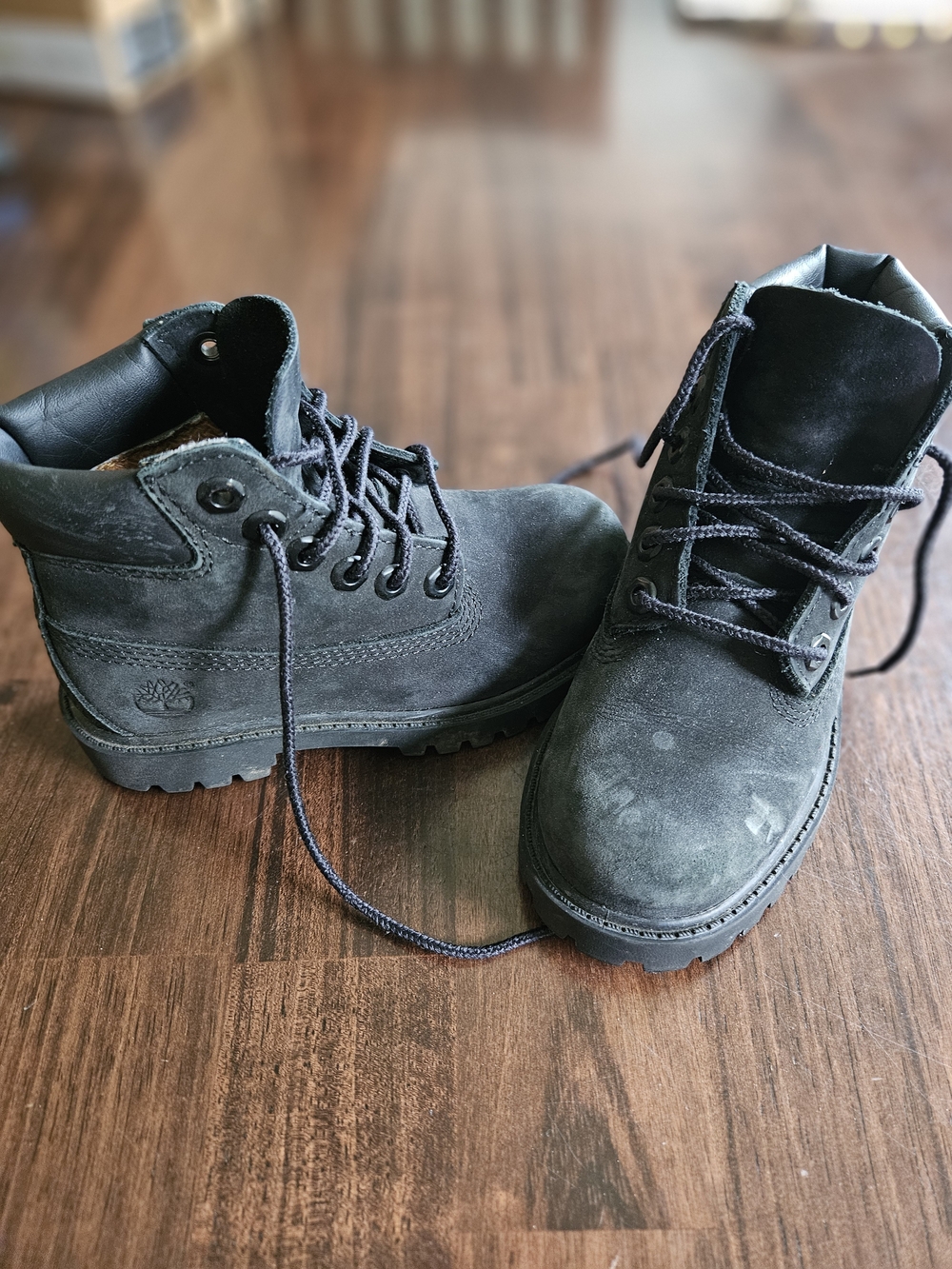 Timberland Kids Black Suede Lace-Up Ankle Boots